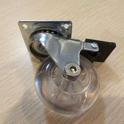 Transparent swivel PU caster, chrome plated medical caster